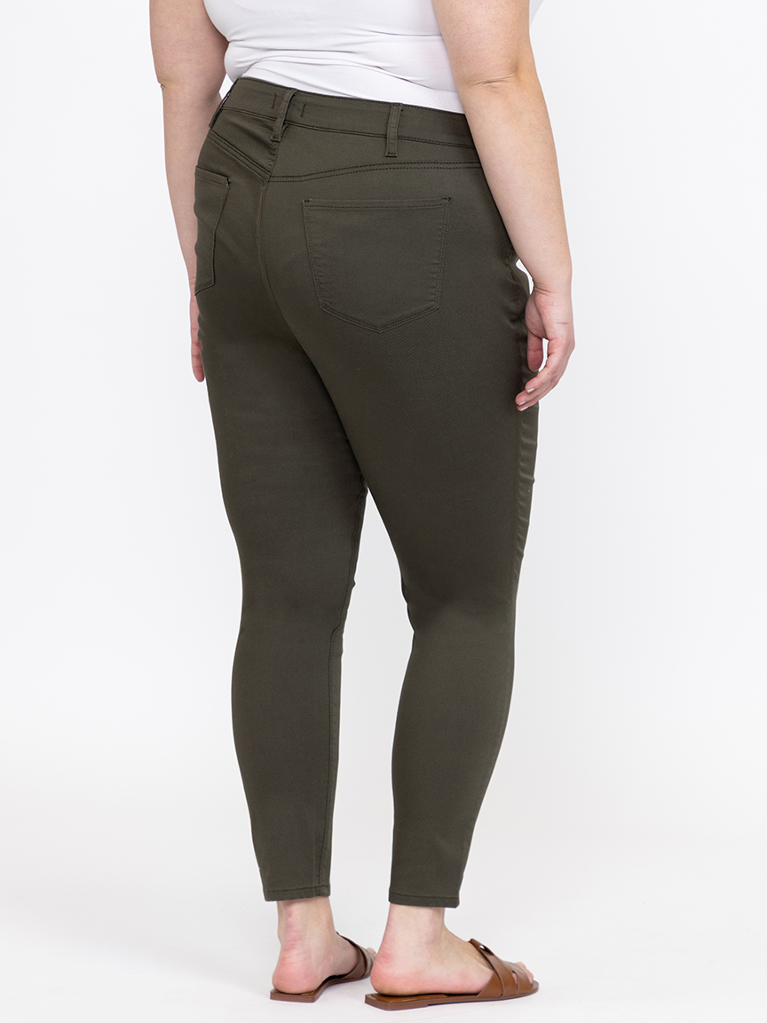 Women's Plus Dark Olive Color Skinny Pants