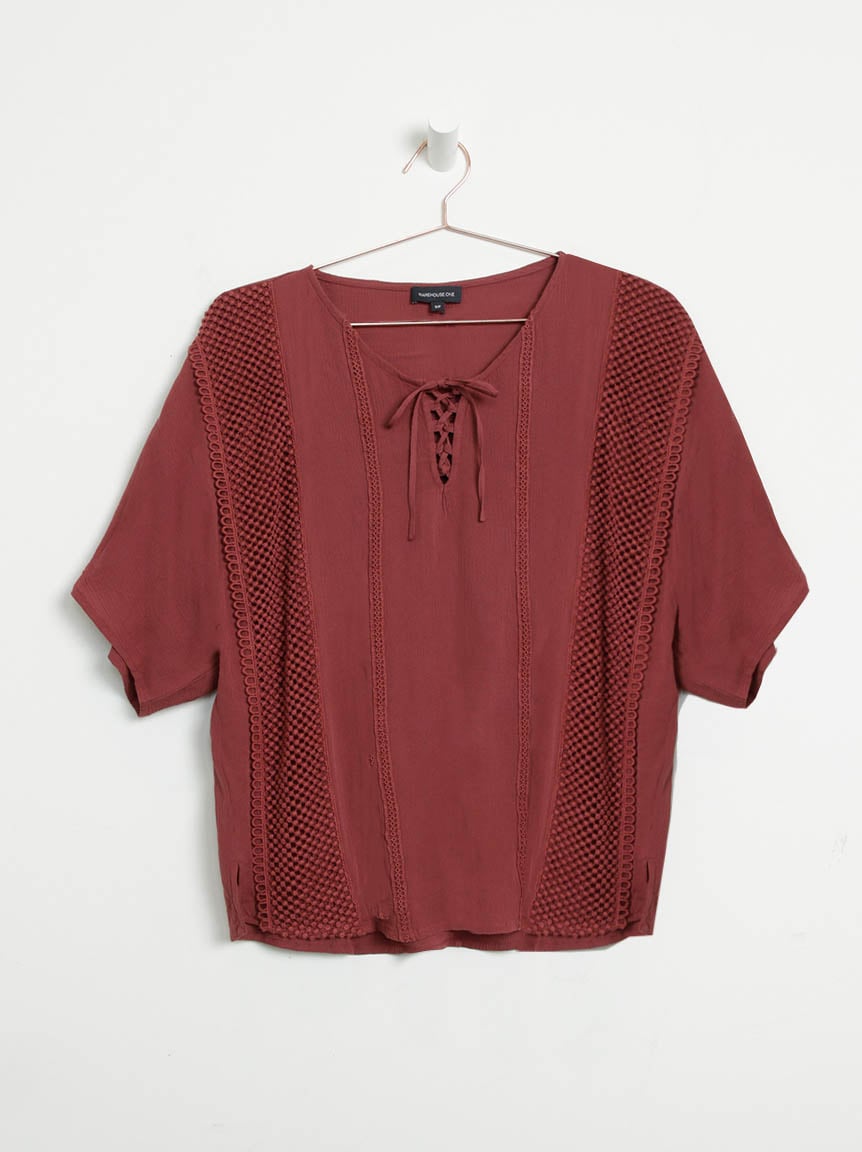 Women's Lace Up Blouse