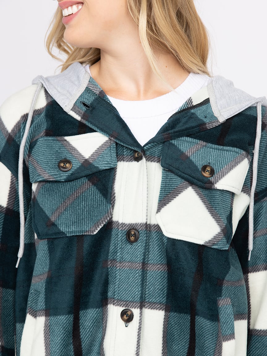 Womens Polar Fleece Plaid Shirt