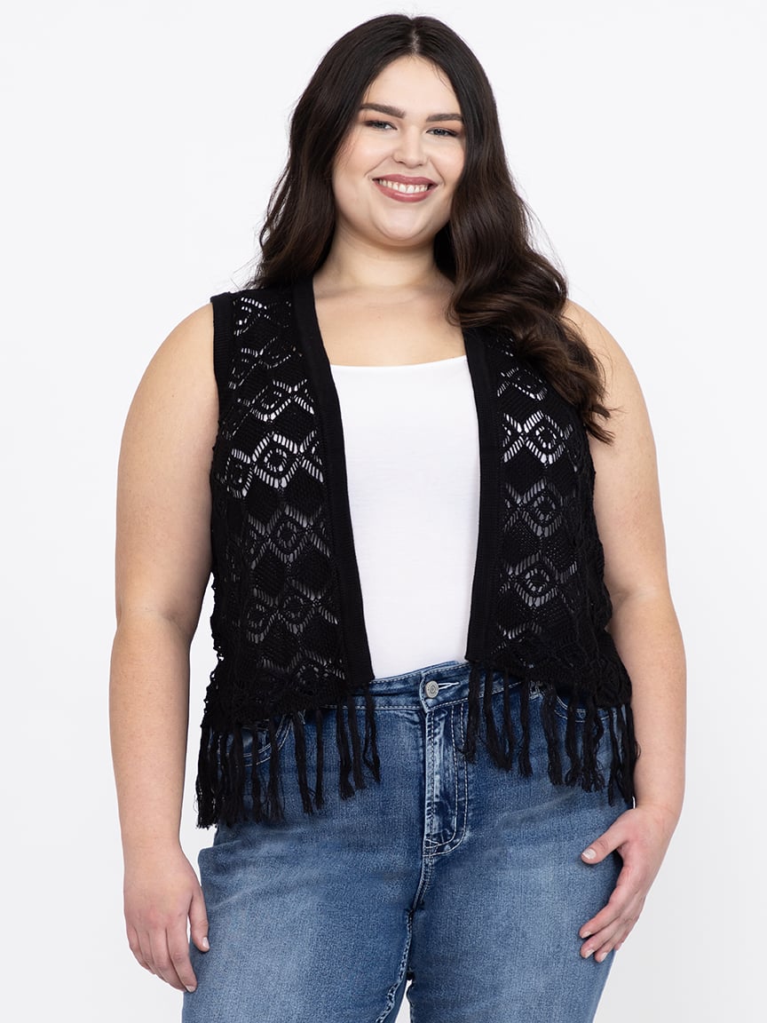 Women's Crochet Fringe Vest