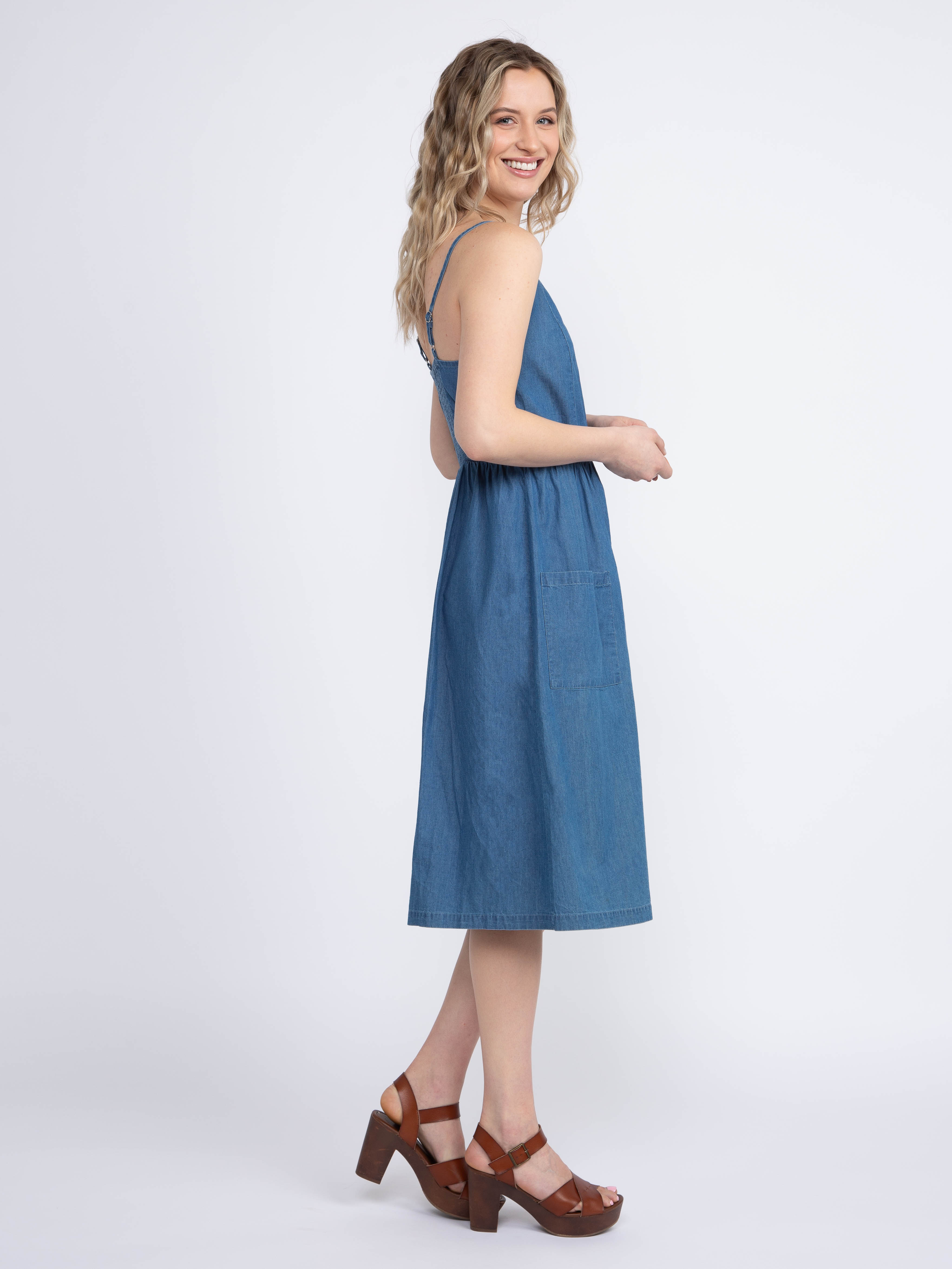 Women's Chambray Midi Dress