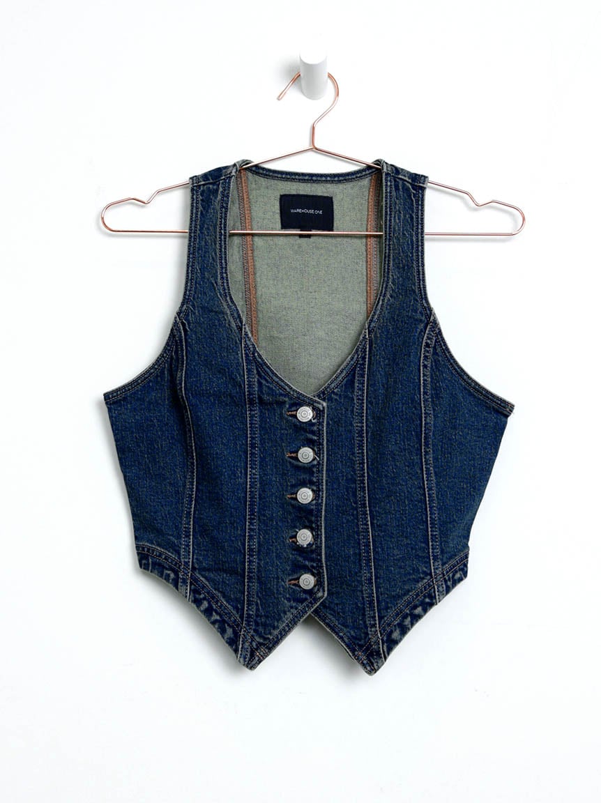 Women's V-neck Cropped Denim Vest