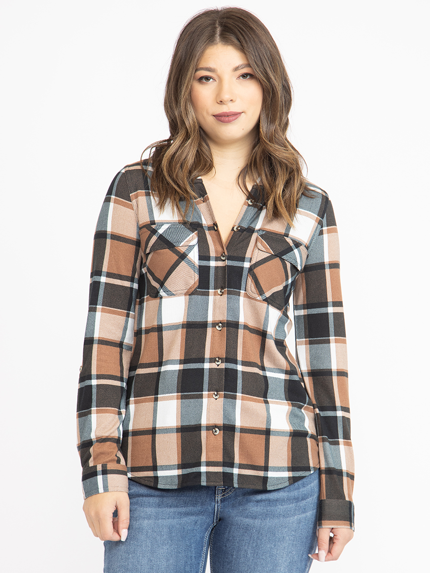 Women's Knit Plaid Hoodie