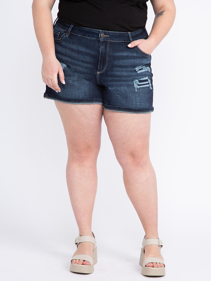 Women's Plus Rip & Repair Cuffed Shortie