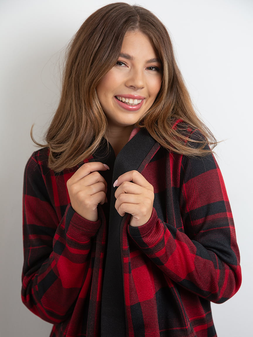 WOMEN'S PLAID HOODED WRAP