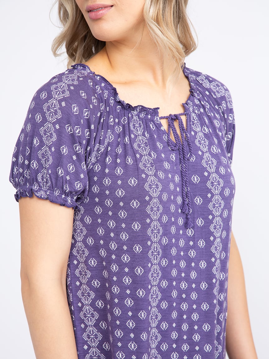 Women's Geo Peasant Top