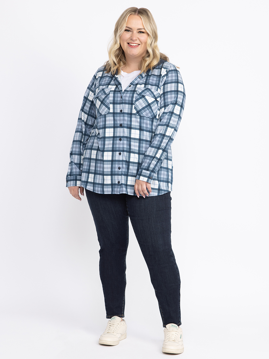 Women's Knit Plaid Hoodie