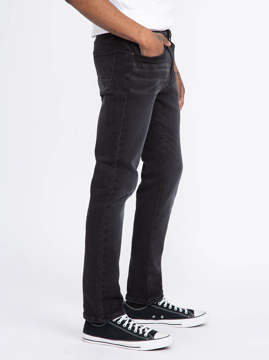 Men's Washed Black Relaxed Slim Jeans