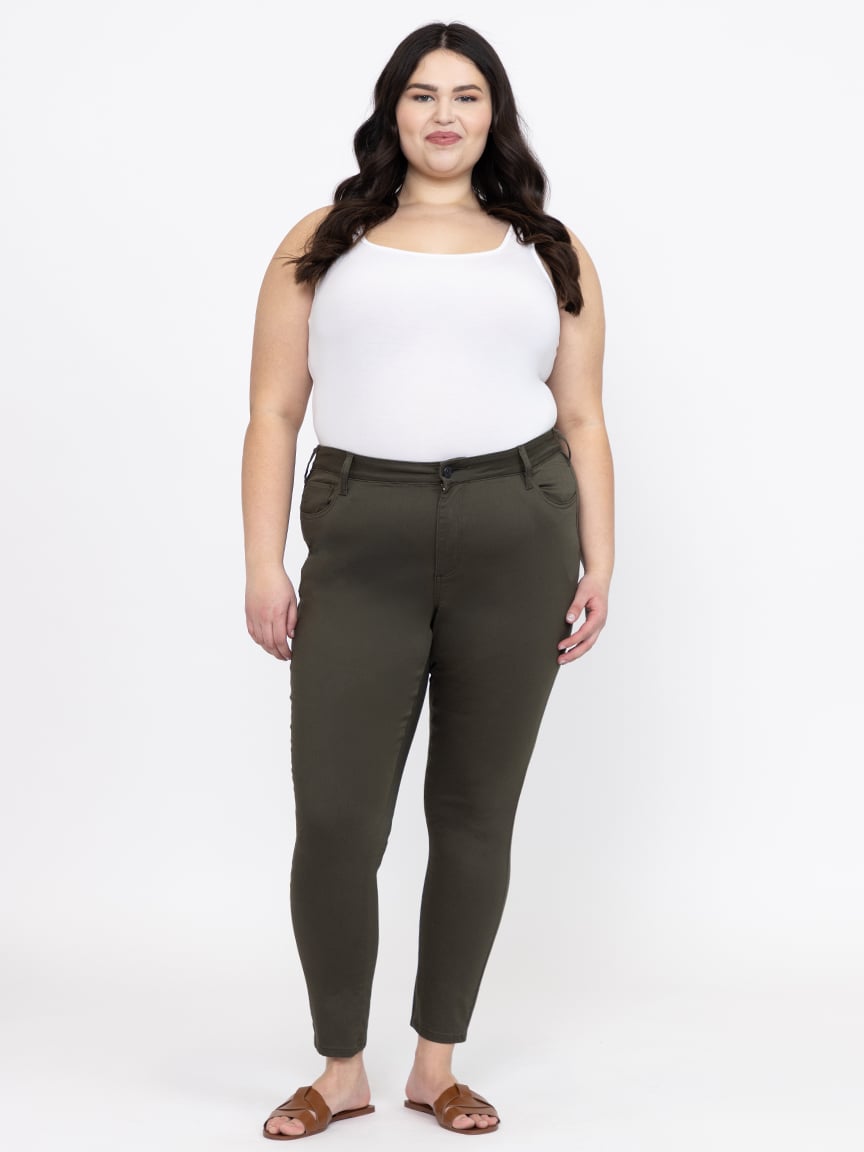 Women's Plus Dark Olive Color Skinny Pants