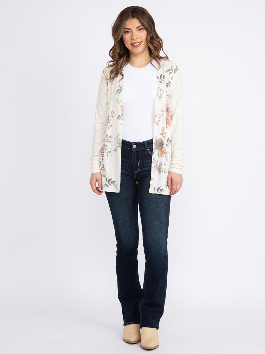 Women's Floral Rib Cardigan