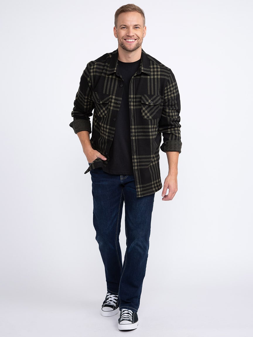 Men's Brushed Knit Plaid Shirt