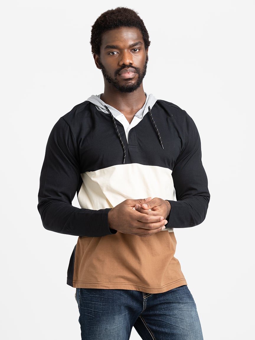 Men's Henley Hooded Shirt