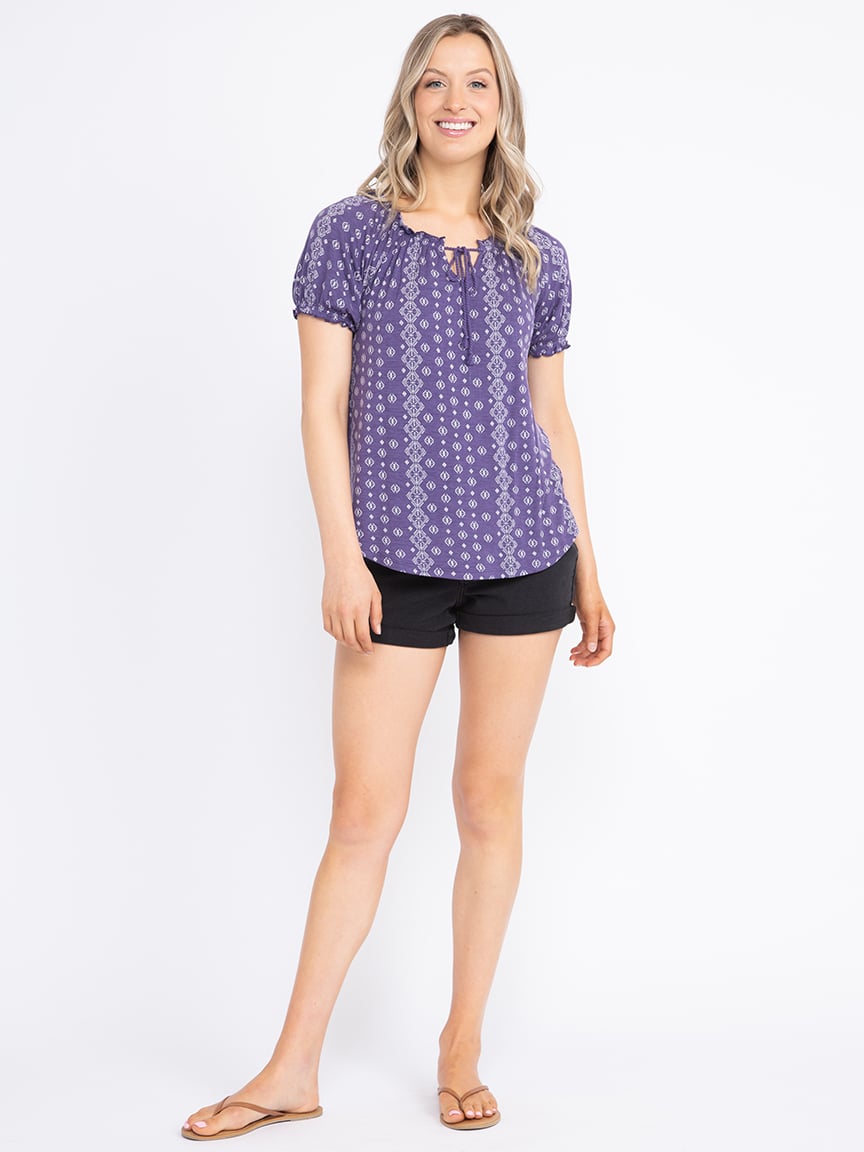 Women's Geo Peasant Top