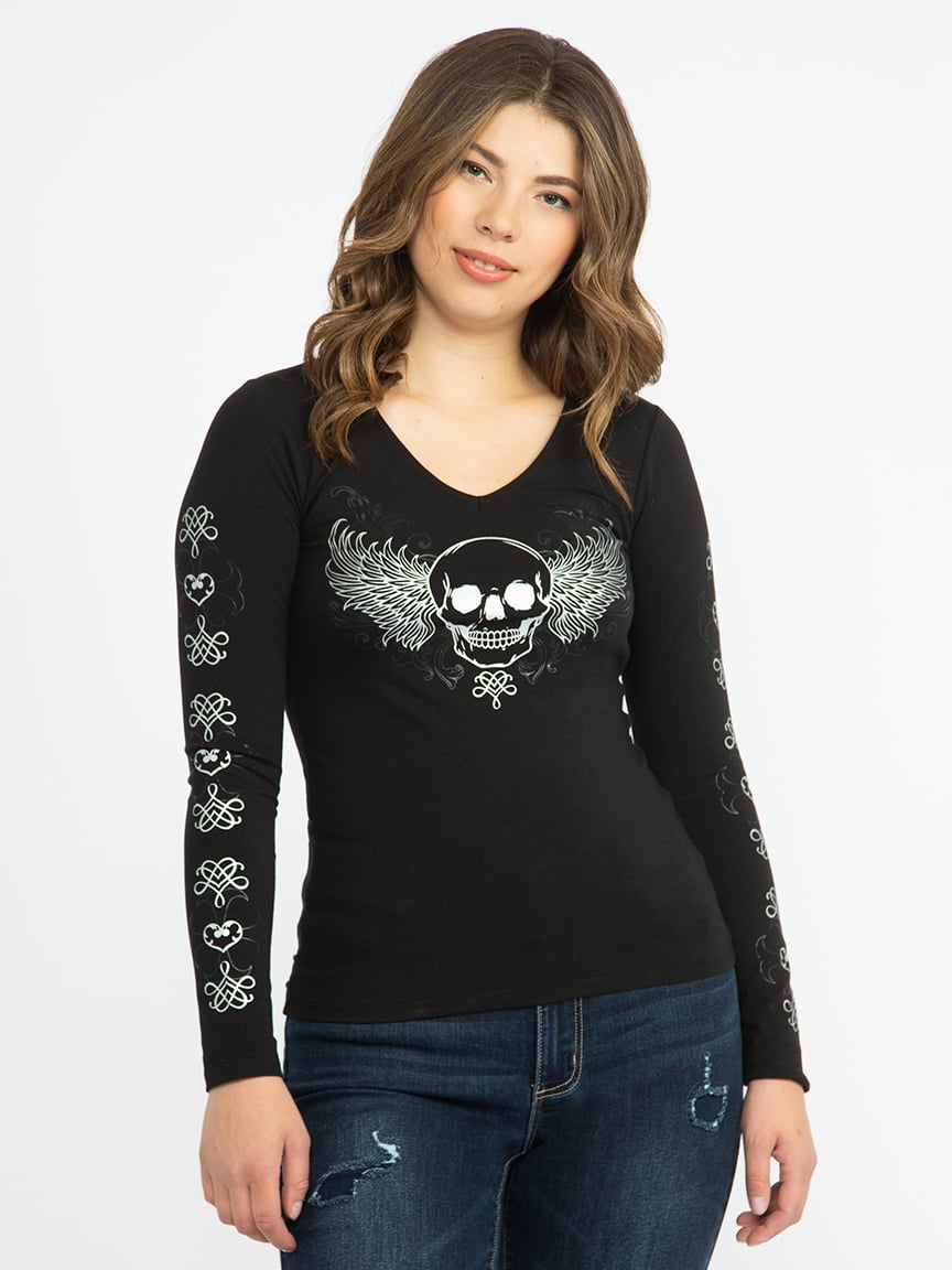 Women's Skull Long Sleeve Tee