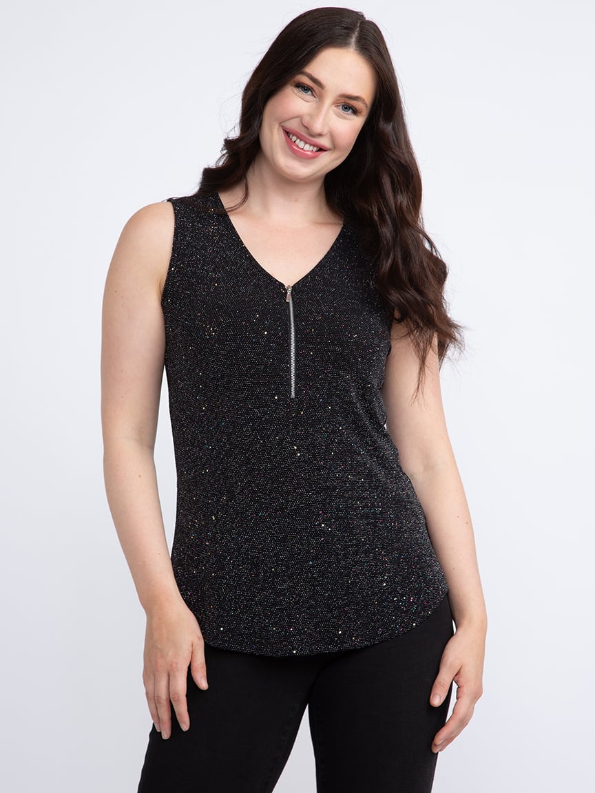 Women's Shimmer Zip Front  Tank