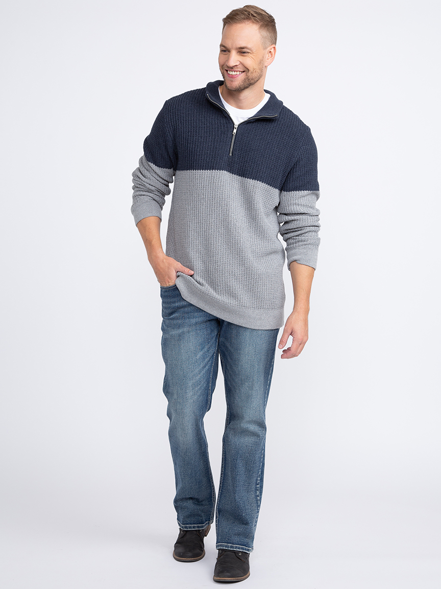 Men's Quarter Zip Colour Block Sweater