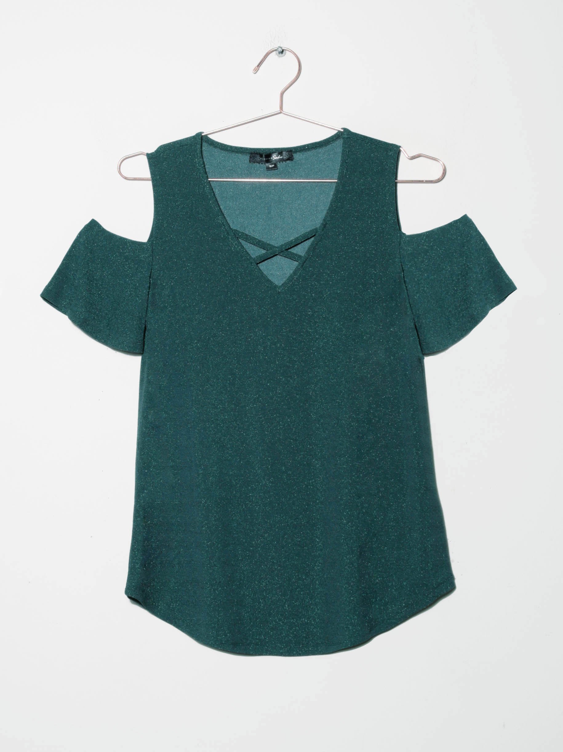 Women's Shimmer Cold Shoulder Top