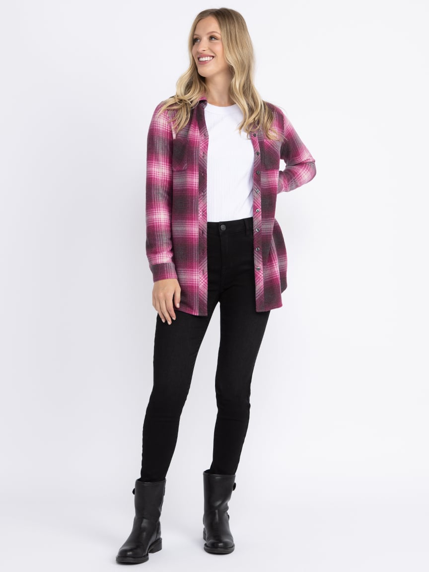 Women's Brushed Knit Plaid Tunic