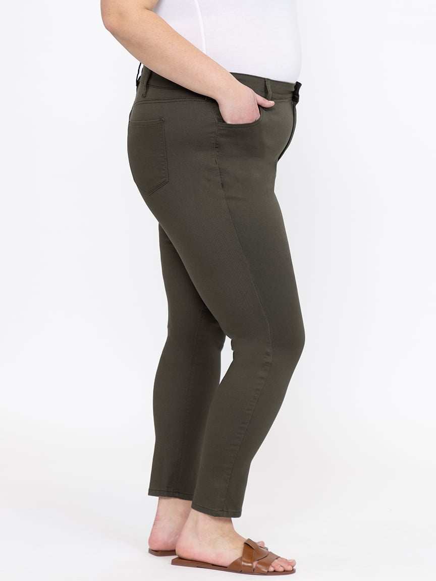 Women's Plus Dark Olive Color Skinny Pants