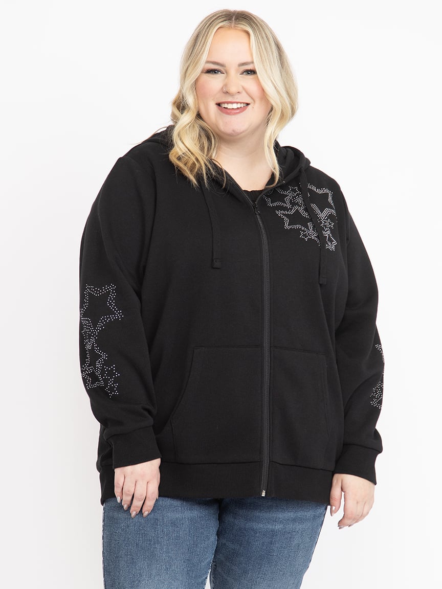 Women's Rinestone Zip Hoodie