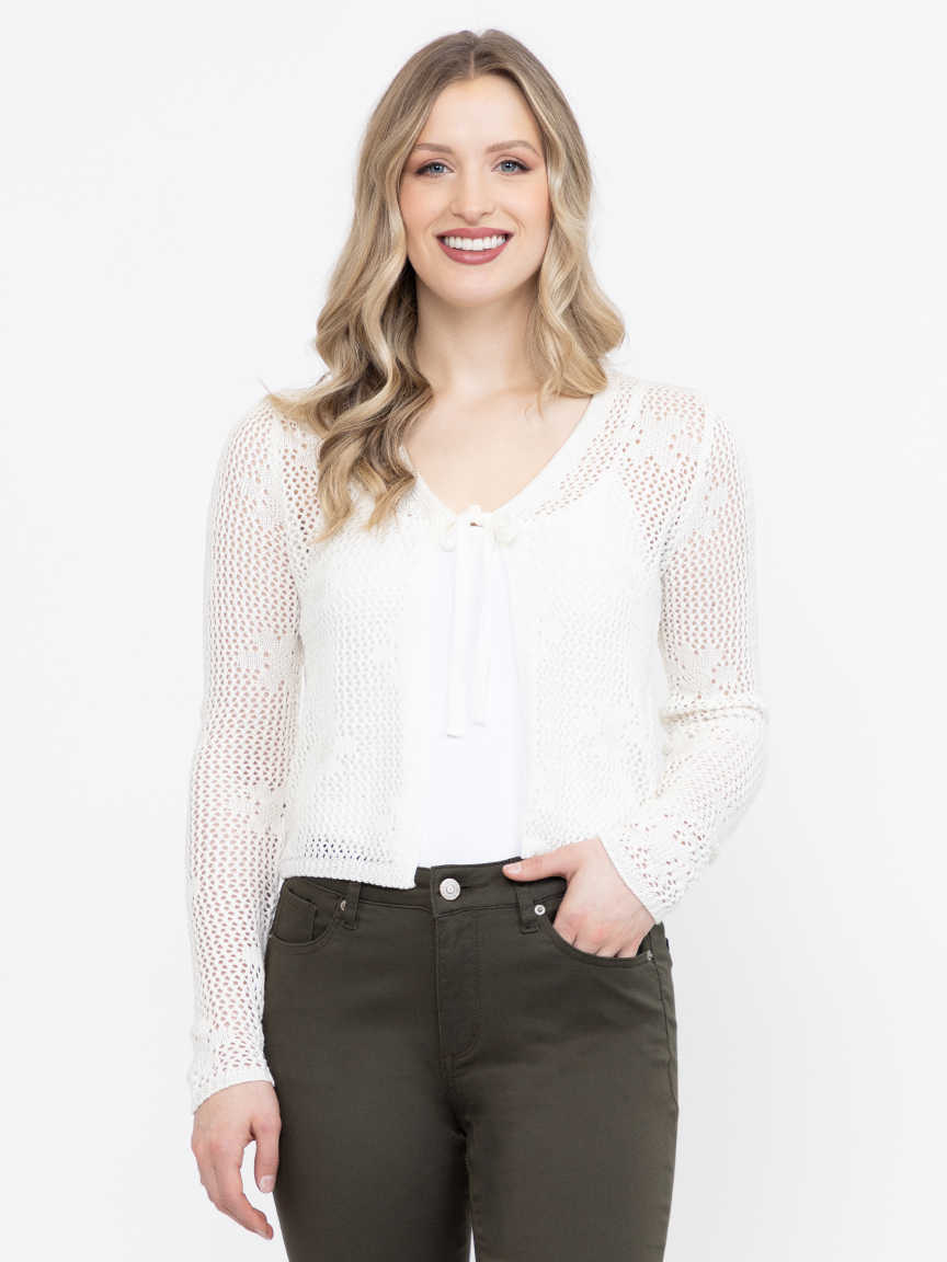 Women's Daisy Stitch Tie Front Cardigan