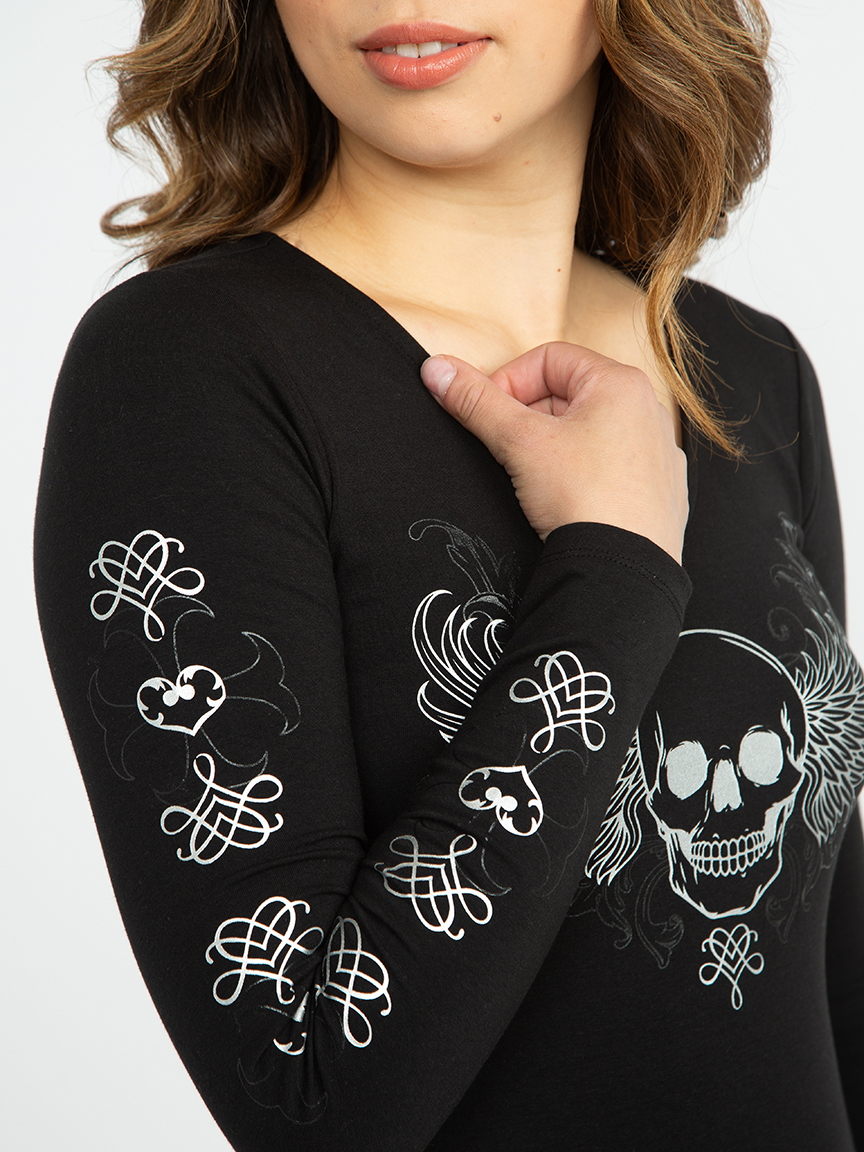 Women's Skull Long Sleeve Tee