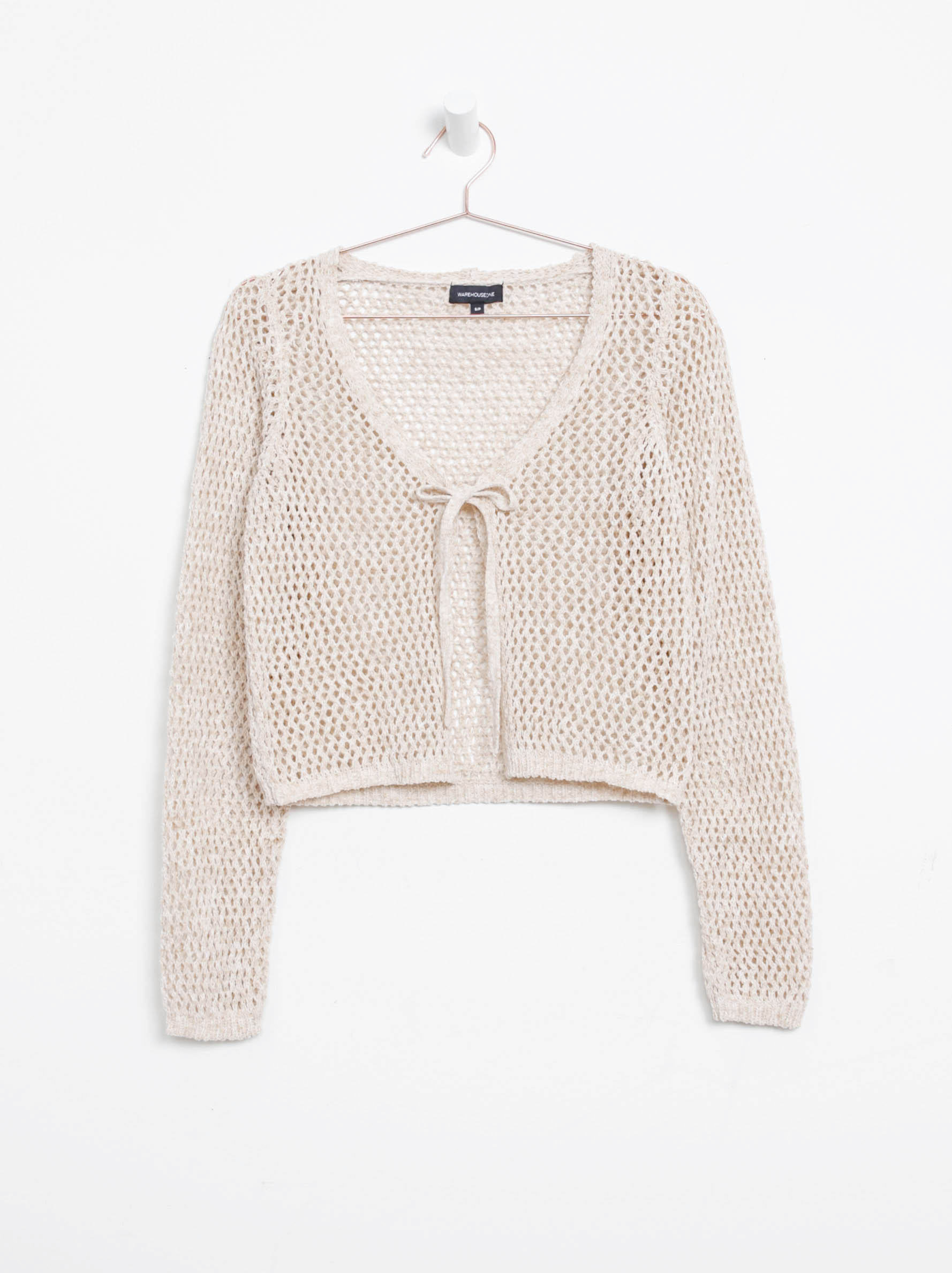 Women's Open Stitch Tie Front Cardigan