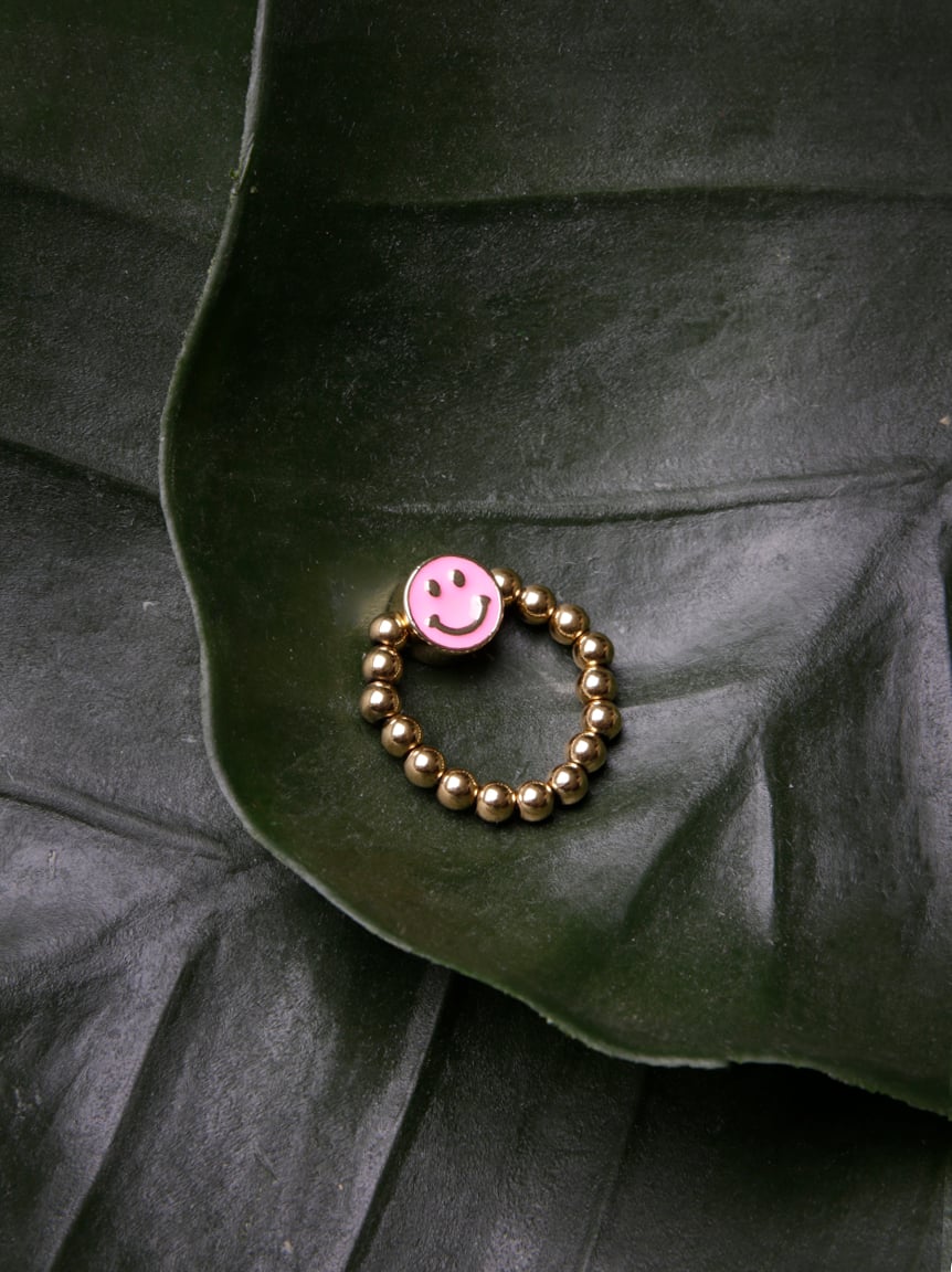 Women's Happy Face Beaded Ring