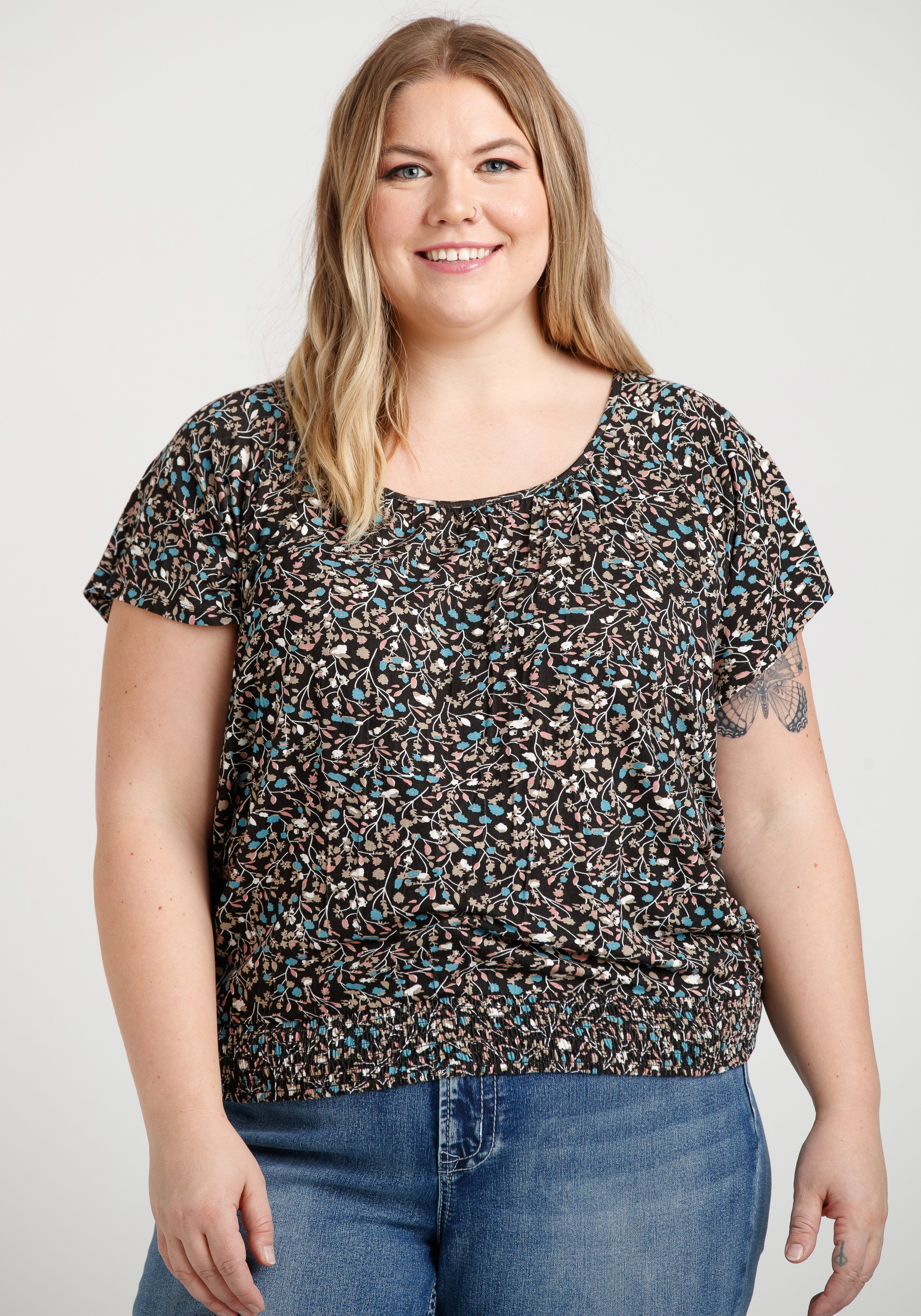 Women's Floral Peasant Top