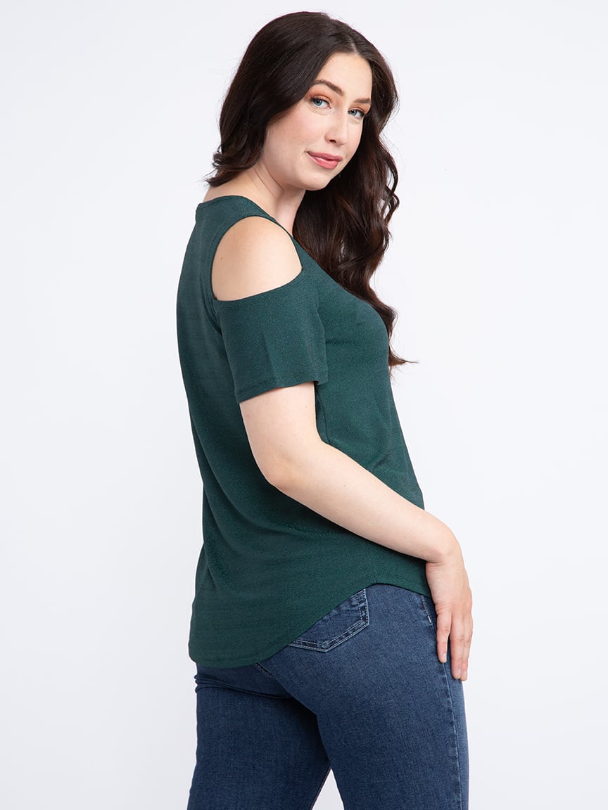 Women's Shimmer Cold Shoulder Top