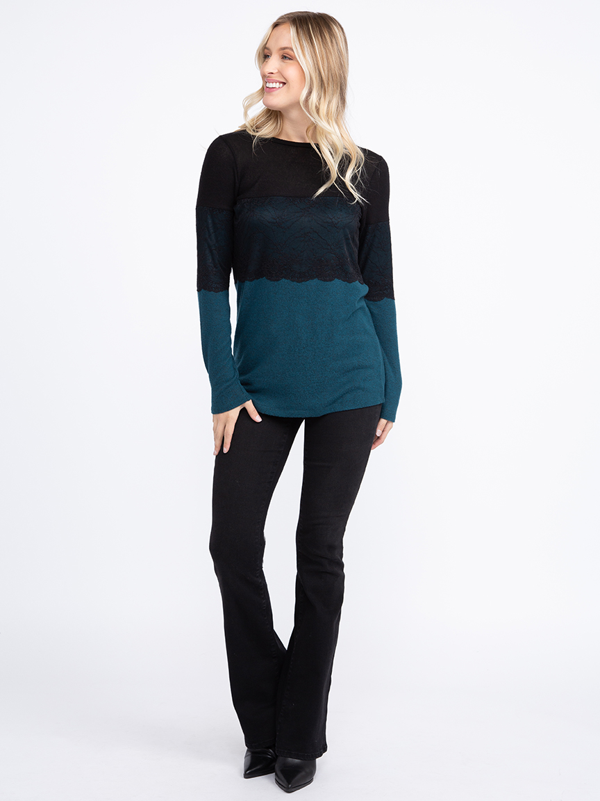 Women's Colour Block Lace Tunic