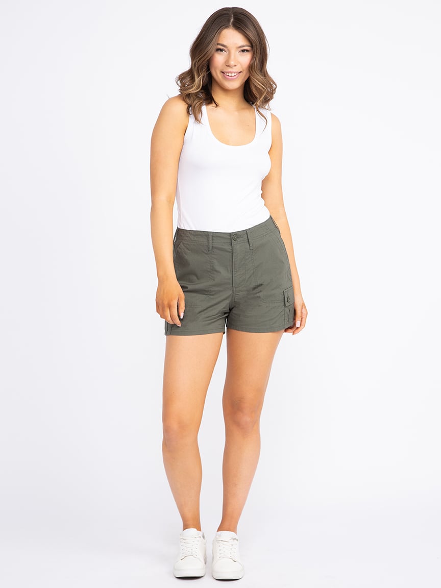 Women's High Rise Poplin Utility Cargo Short