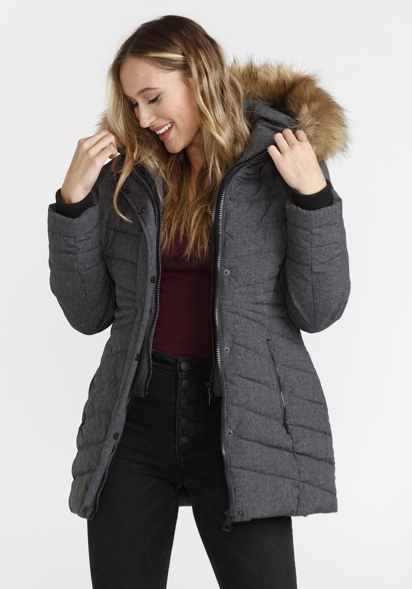 Women's Quilted Parka with Fooler