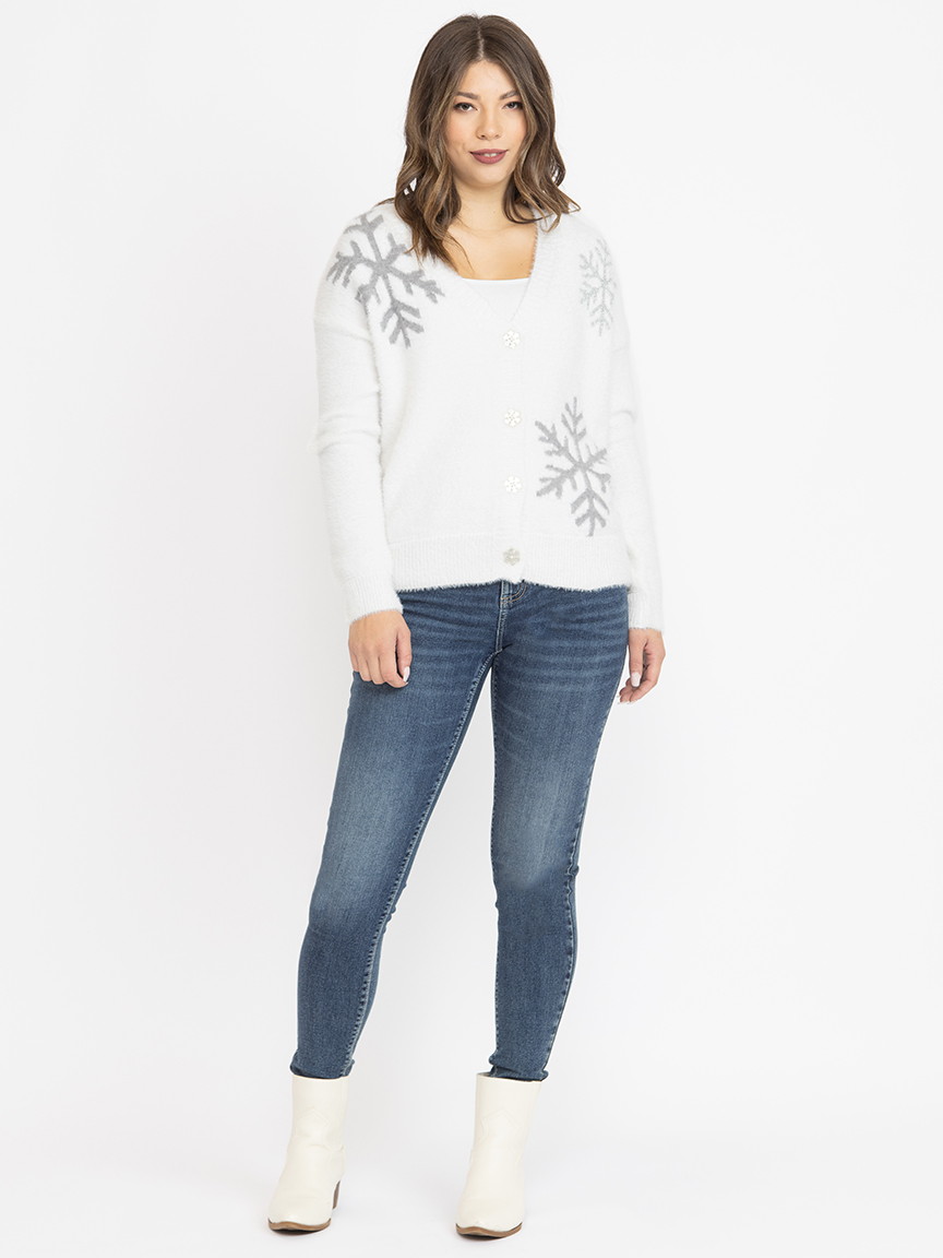 Women's Snowflake Button Front Cardigan