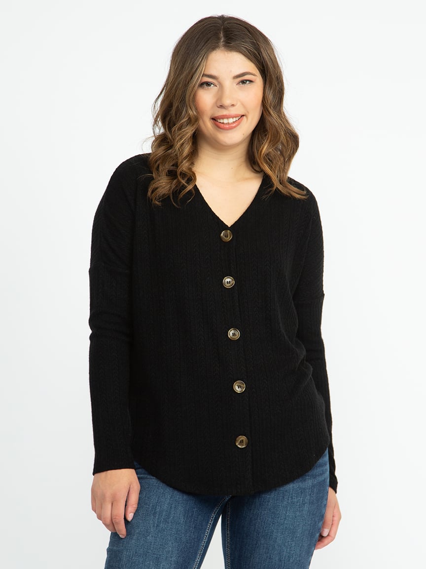 Women's Cable Button Front Top