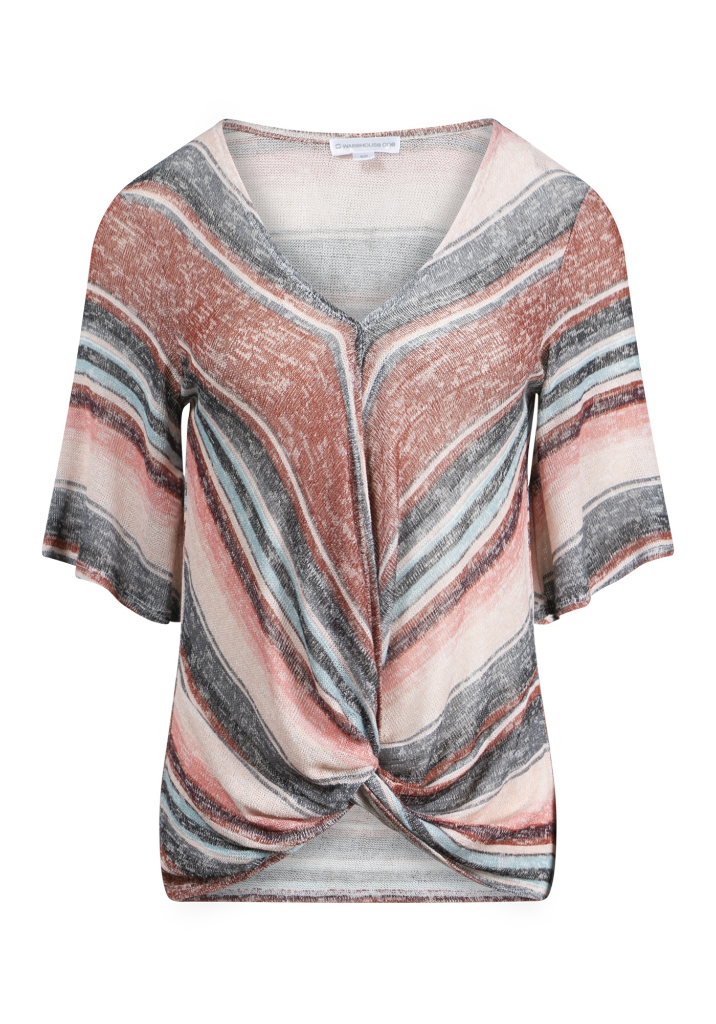 Women's Multi Stripe Front Knot Top