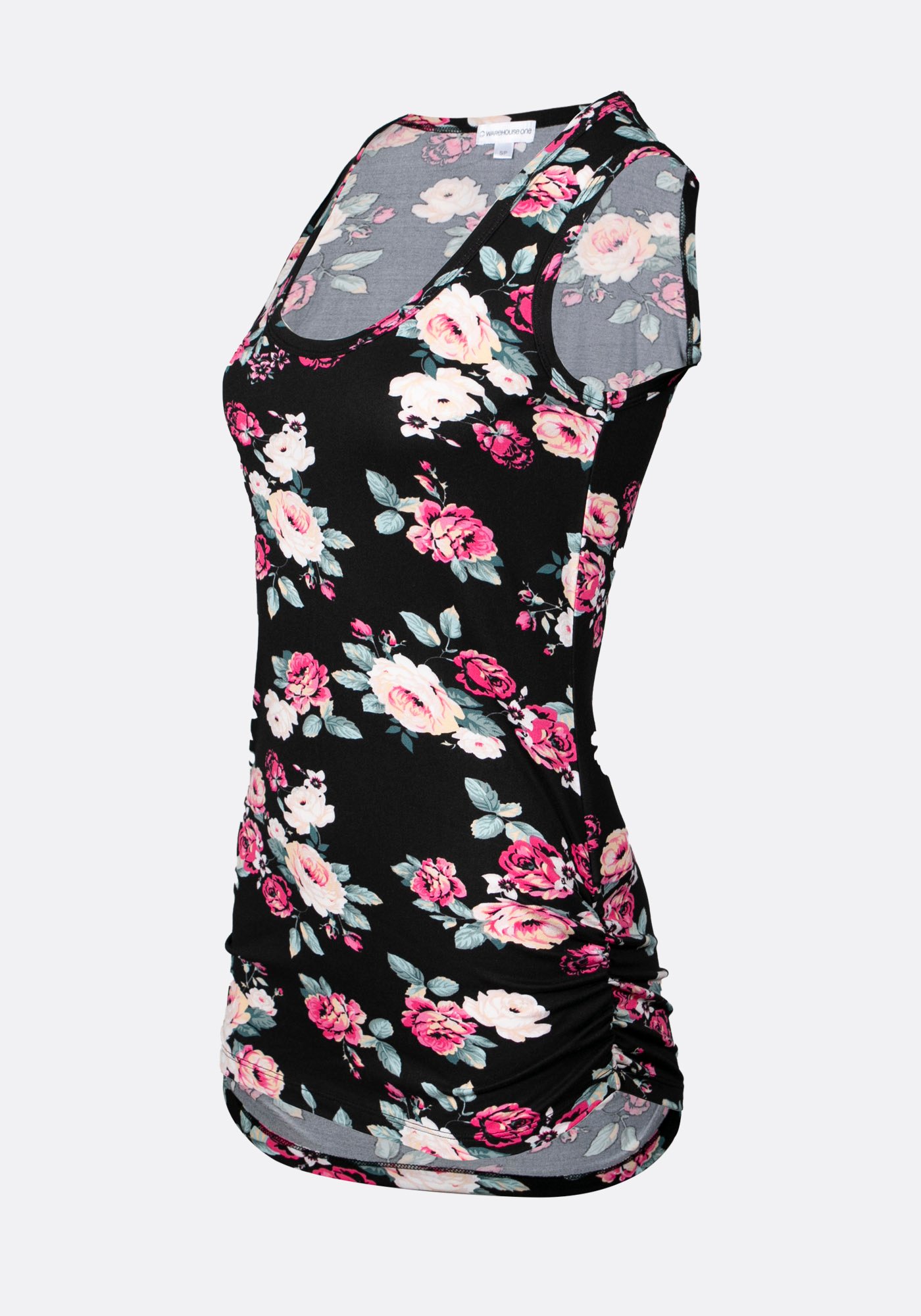 Women's Floral Side Ruched Tank