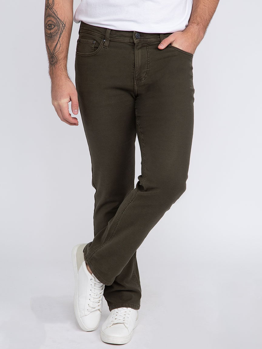 Men's Olive Slim Straight Jeans