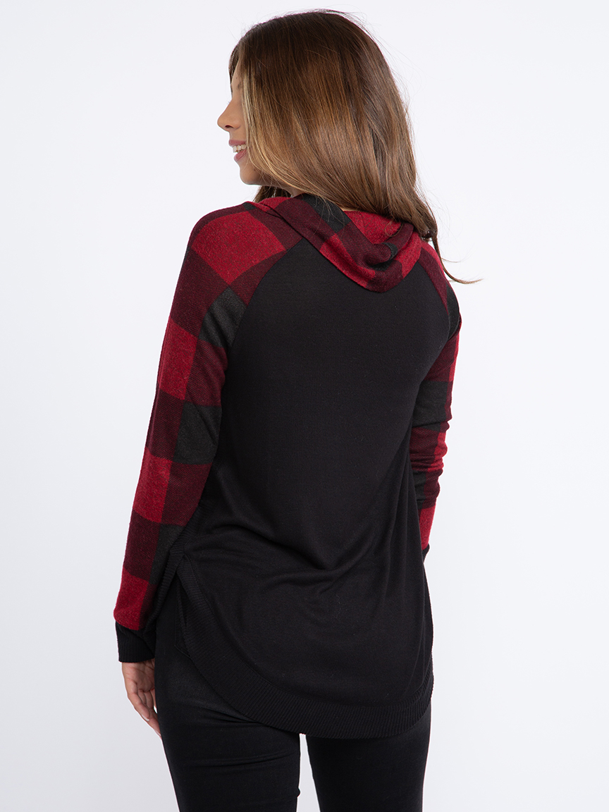 Women's Buffalo Plaid Cowl Neck Tunic