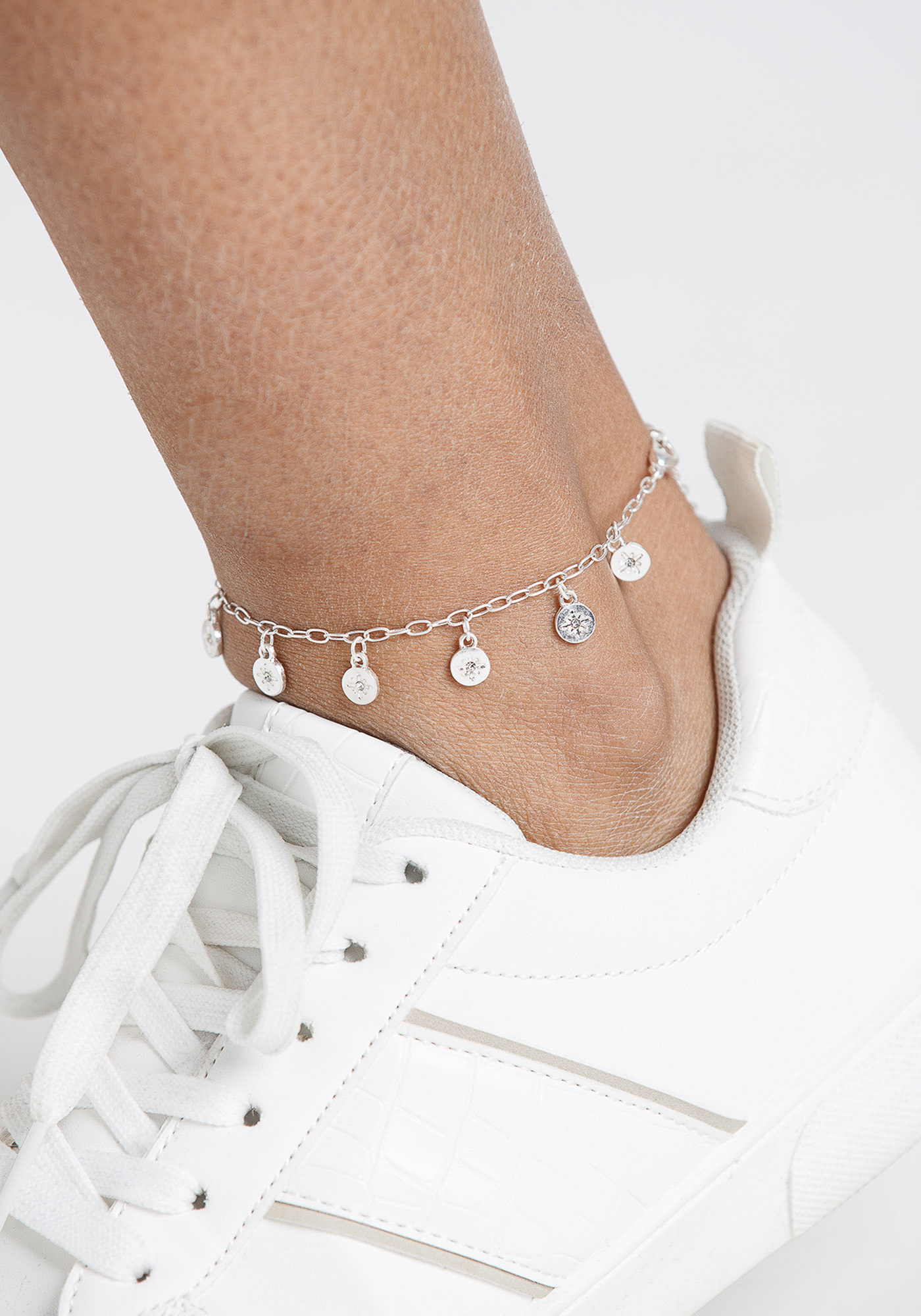 Silver Starburst Charm Anklet