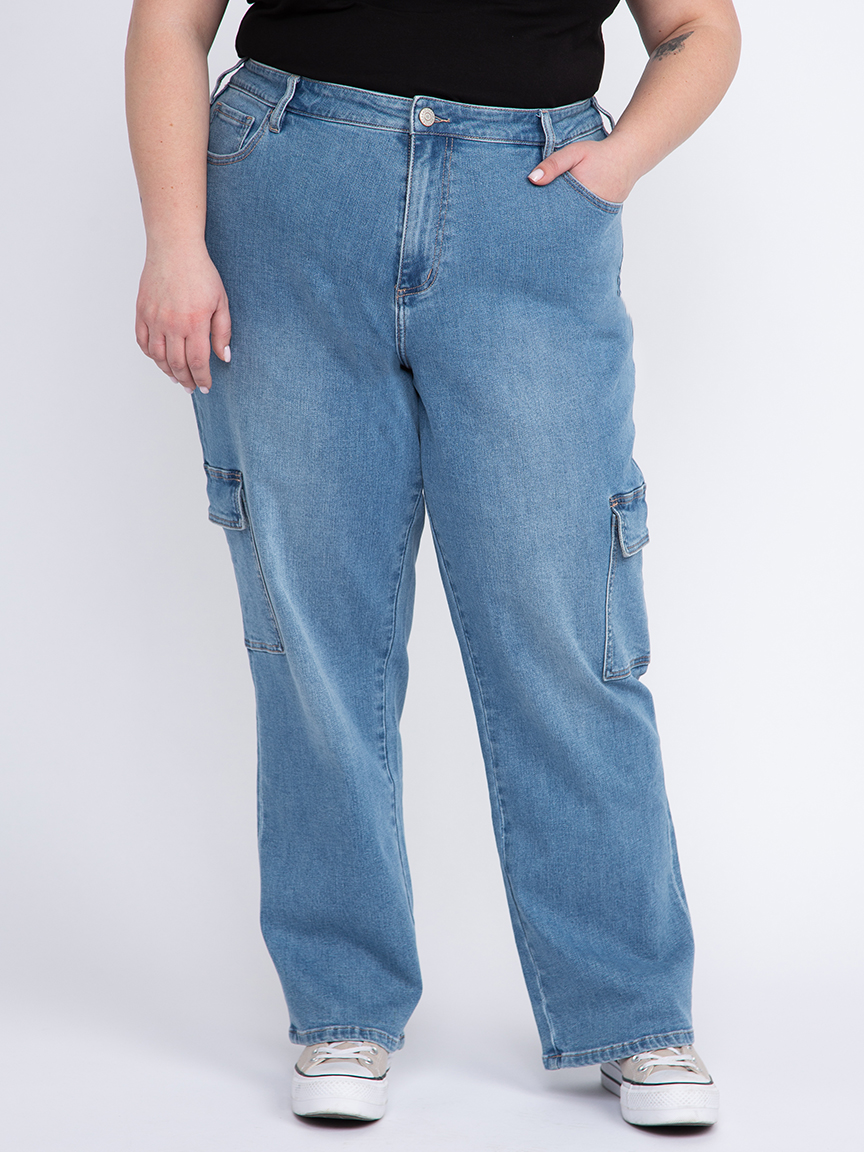 Women's Plus High Rise 90's Loose Cargo Jeans